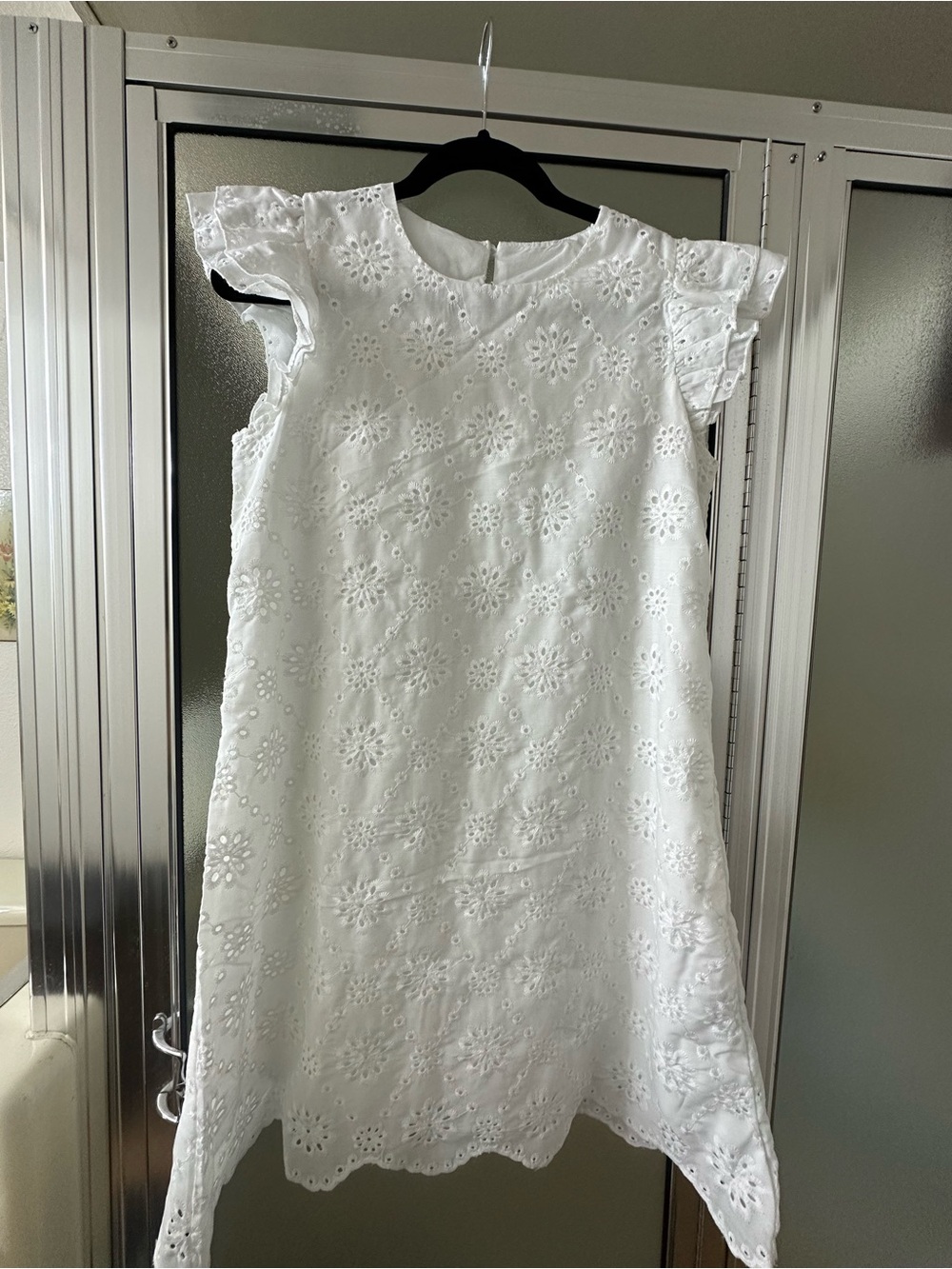 Girls' White Eyelet Dress - Elegant Summer Style